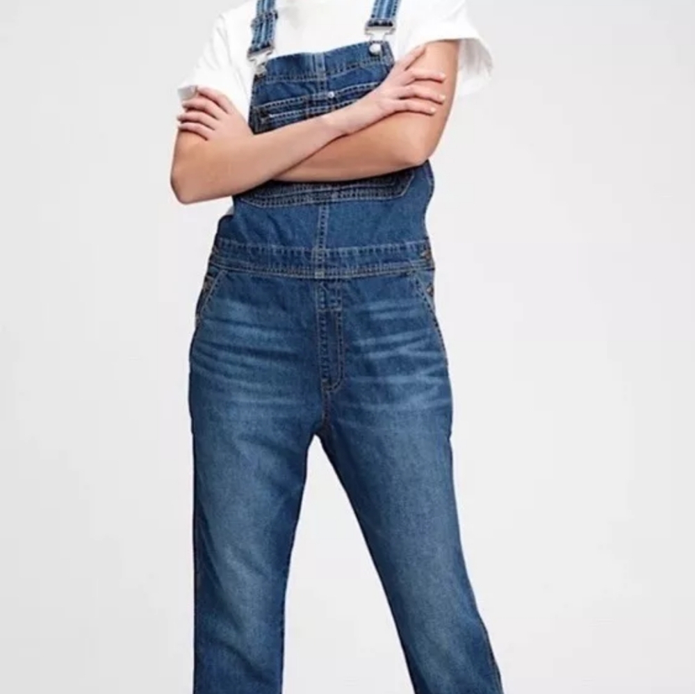 Gap Medium Wash Bib Slouchy Overalls XS